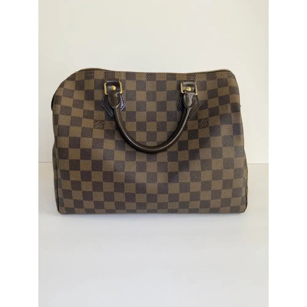 Louis Vuitton Speedy Bandouliere 30 Damier Ebene Brown Satchel Red Lining Lock